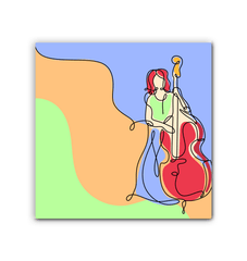 Contrabass Line Art 1 Wrapped Canvas - Beyond T-shirts