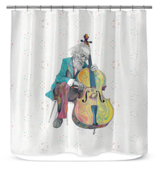 Close-up view of Rose Garden Reverie Shower Curtain with detailed rose designs.