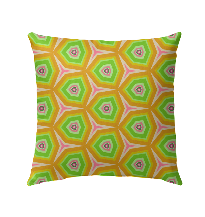 Ethnic Elegance pillow with vibrant patterns for outdoor decor.