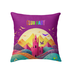 Rainbow Kingdom Delight Indoor Pillow displayed on a cozy sofa or chair.