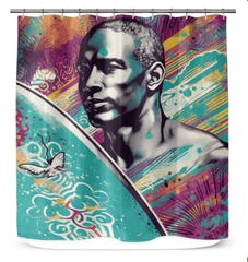 Surfing Serendipity Shower Curtain Discover Coastal Magic - Beyond T-shirts