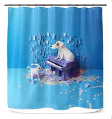 Balloon Festival Sky Shower Curtain with colorful hot air balloons.