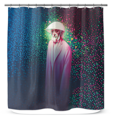 Close-up of Enigmatic Elegance Shower Curtain fabric and design