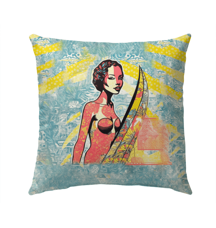 Vibrant Surfing 5 26 Outdoor Pillow with bold surf design for a lively garden or patio.