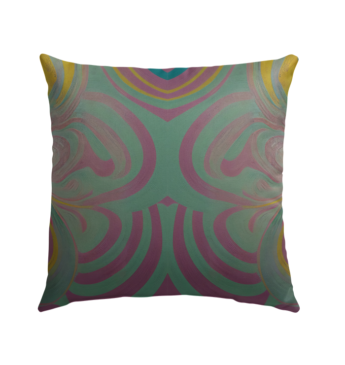 Colorful, durable outdoor pillow with floral design.