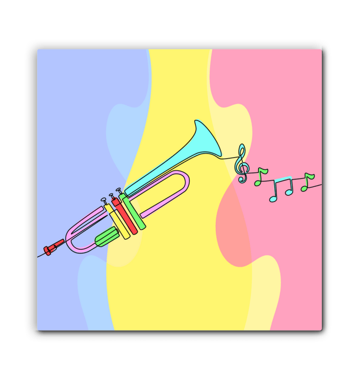 Trumpet Line Art Wrapped Canvas - Beyond T-shirts