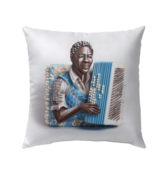 Stylish outdoor pillow featuring a crane in flight, ideal for outdoor seating areas