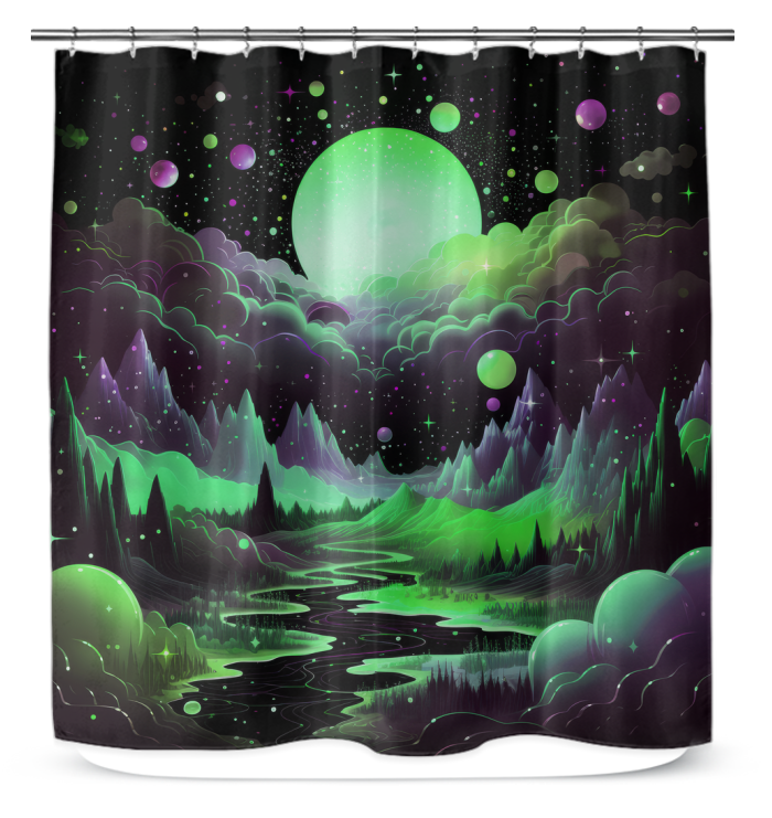 Majestic Moonlit Mountains Night Curtain