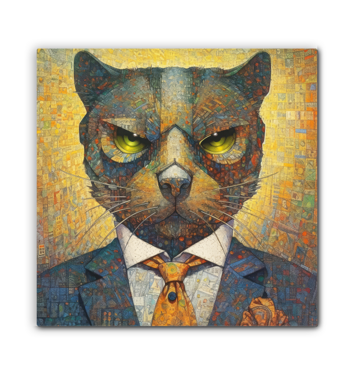 Whisker Wonders artistic cat portrayal on canvas.