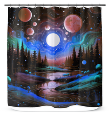 Serene Starlit Seas Ocean Night Curtain