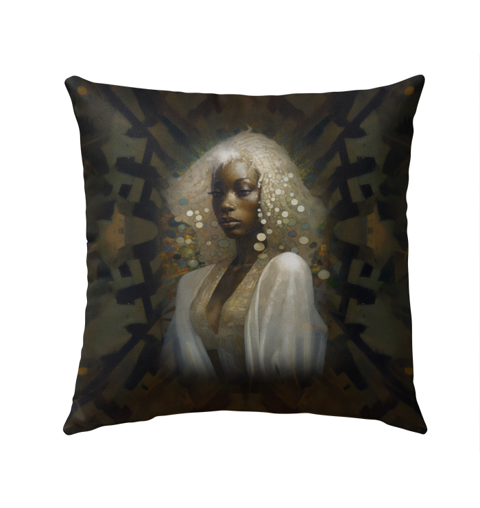 Elegant outdoor setting featuring the Vintage Garden Outdoor Pillow