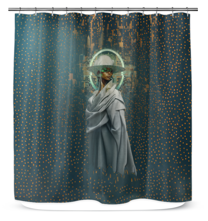 Close-up of Ocean Breeze Beyond Style Shower Curtain pattern.