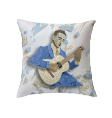 Stylish Rhapsody in Blue indoor pillow adding a splash of color to modern home decor.