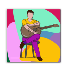 A Man Sitting With A Guitar Wrapped Canvas - Beyond T-shirts