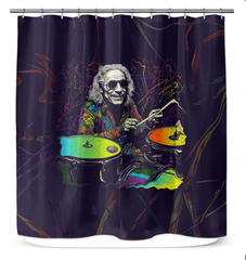 Blooming Bliss Display Shower Curtain enhancing a luxurious bathroom.