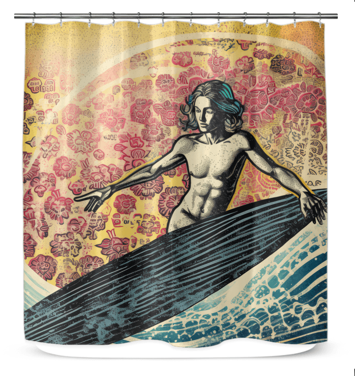 Surfing Reflections Shower Curtain Capture Coastal Tranquility - Beyond T-shirts