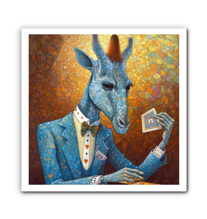 Fox with steampunk goggles on canvas.