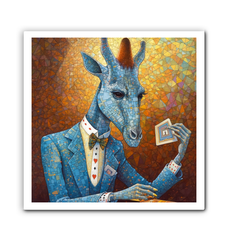 Fox with steampunk goggles on canvas.