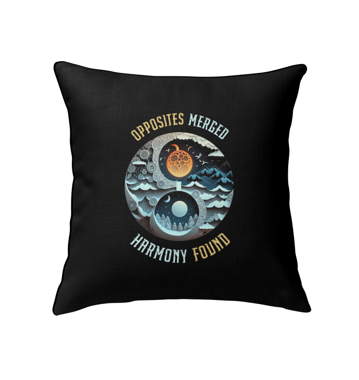 Serene Yin Yang design on a stylish indoor pillow.