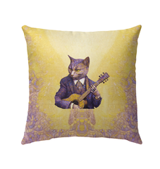 Victorian-style outdoor pillow with a noble cat dressed in royal attire.