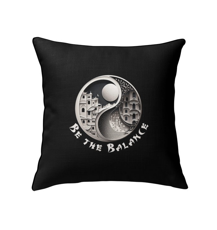 Yin Yang design pillow for modern interior aesthetics.