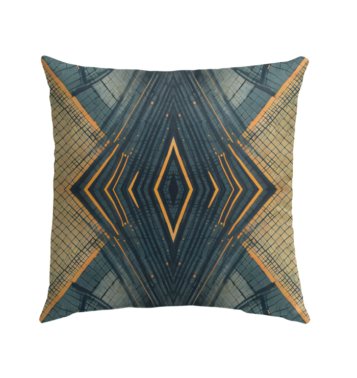 Vibrant Nature's Bliss outdoor pillow in a patio setting