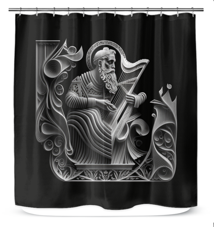 Elegant shower curtain with Motown Mist design enhancing bathroom aesthetics