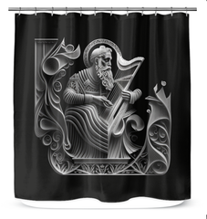 Elegant shower curtain with Motown Mist design enhancing bathroom aesthetics