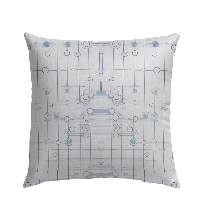 Luxurious outdoor pillow with elegant harmony design on a patio seat.