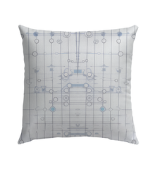 Luxurious outdoor pillow with elegant harmony design on a patio seat.