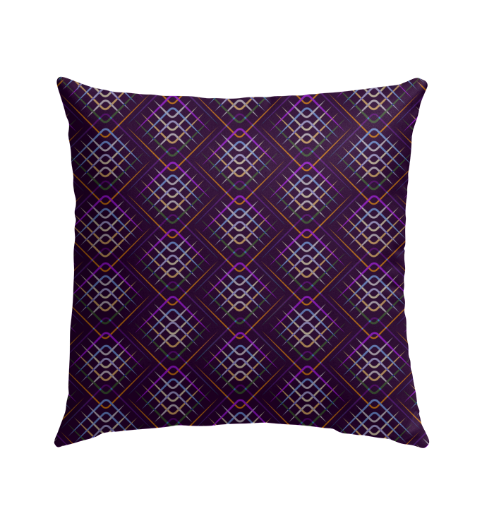 Outdoor pillow with Geometric Burst design on patio chair