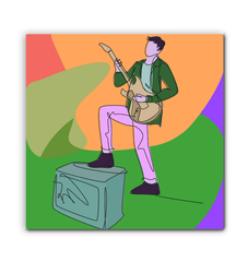 Guitar Player With A Combo Box1 Wrapped Canvas - Beyond T-shirts