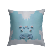 Artistic floral swirls pattern on Kirigami indoor pillow.