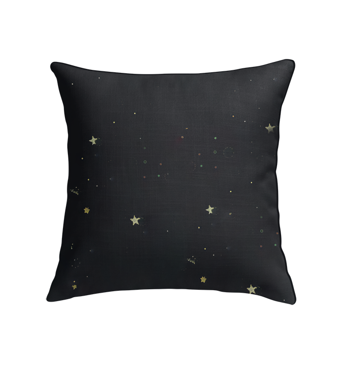 Elegant indoor pillow with Rhythmic Resonances design on a cozy bed.