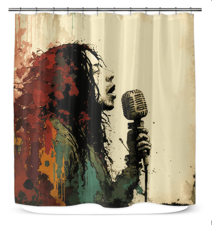 Stylish NS 967 Shower Curtain adding a touch of elegance to bathroom interiors