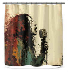 Stylish NS 967 Shower Curtain adding a touch of elegance to bathroom interiors