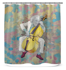 Elegant Tempo Tunes Musical Shower Curtain adding style to a shower.