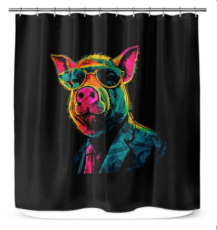 Cheerful Piggy Parade Shower Curtain - Beyond T-shirts