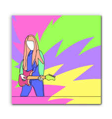 Girl Playing Guitar Line Art 2 Wrapped Canvas - Beyond T-shirts
