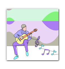 Man Playing Guitar Line Art 2 Wrapped Canvas - Beyond T-shirts