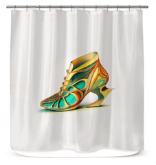 SpaceGlide Futuristic Shoe Shower Curtain - Beyond T-shirts