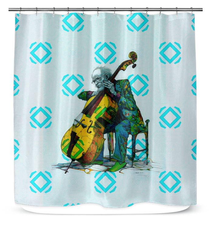 Sunflower Symphony Shower Curtain with vibrant floral patterns.