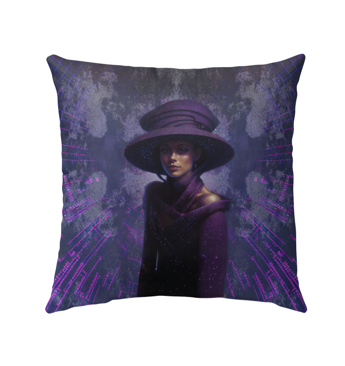 Floral Dreams Beyond Style Outdoor Pillow on a charming garden bench.