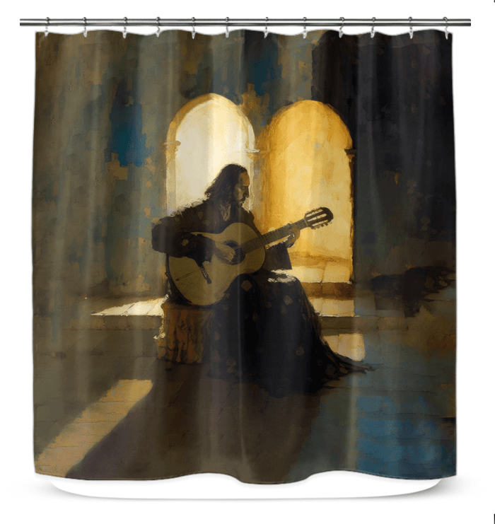 Melodic Inspirations: Premium Music Notes Shower Curtain - Beyond T-shirts