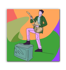 Guitar Player With A Combo Box1 Wrapped Canvas - Beyond T-shirts