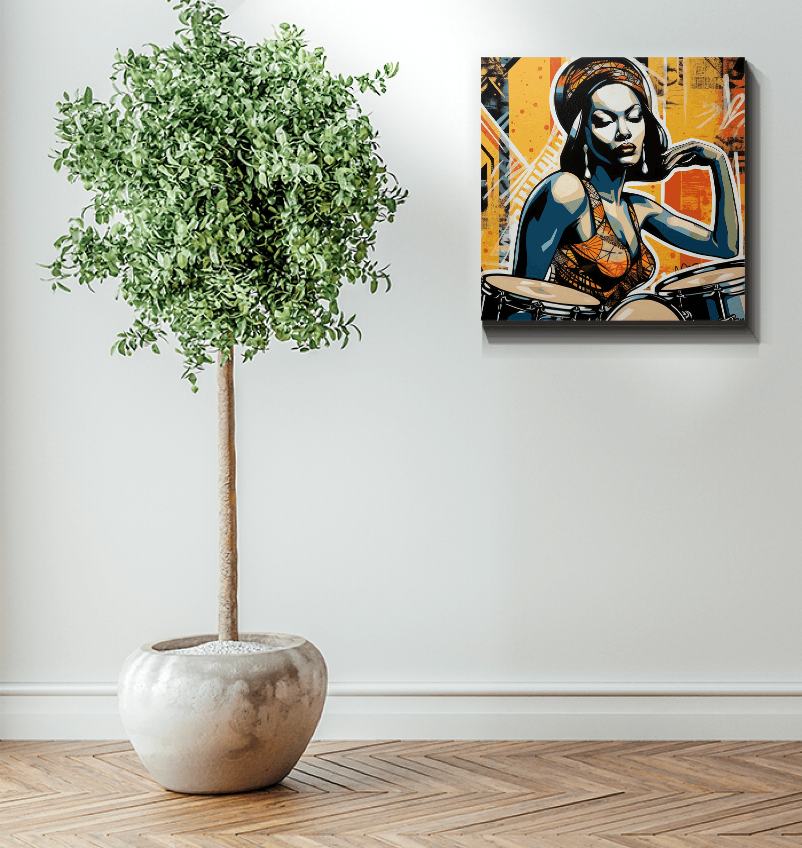 Music and empathy inspired wrapped canvas for modern interiors.