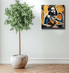 Music and empathy inspired wrapped canvas for modern interiors.