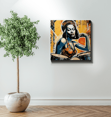 Emotive music-themed wrapped canvas artwork.