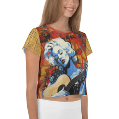 Fashionable Women's Crop Tee with Musical Design