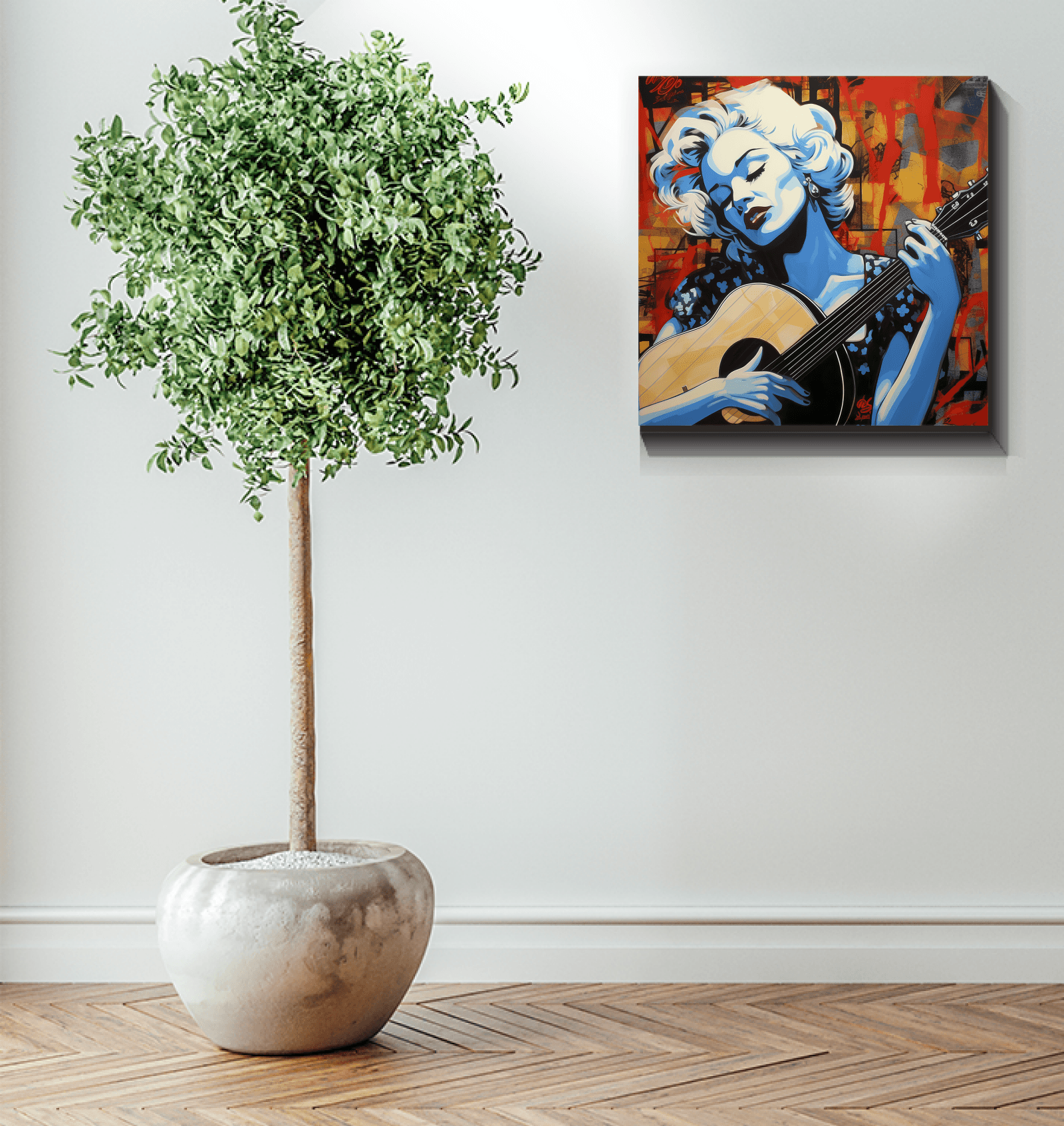 Elegant canvas art capturing musical emotions.